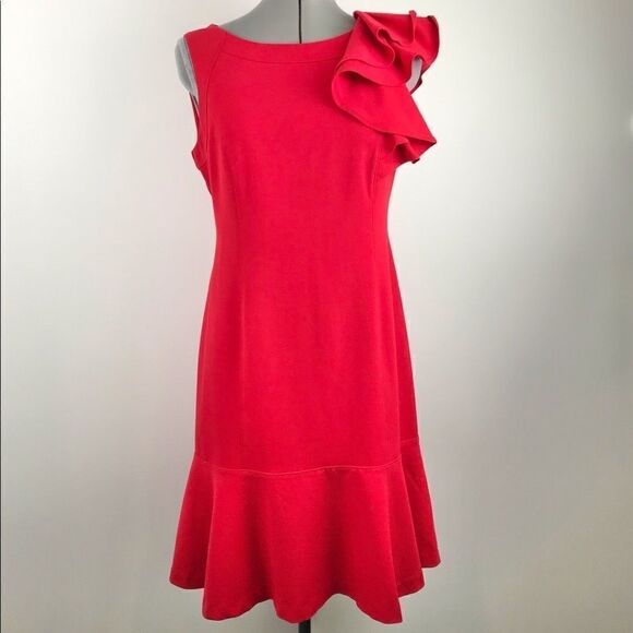 Monroe & Main Sleeveless Flutter shoulder Flare Hemline Pencil Dress - Picture 1 of 16